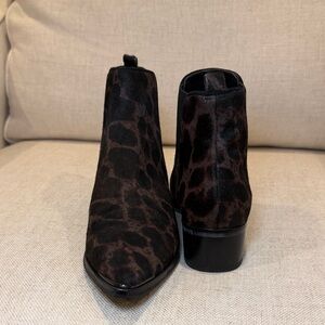 Marc Fisher Black Leopard Ankle Boots